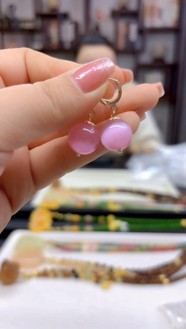 【闪购商品】碧玺猫眼耳饰14K金镶嵌E607