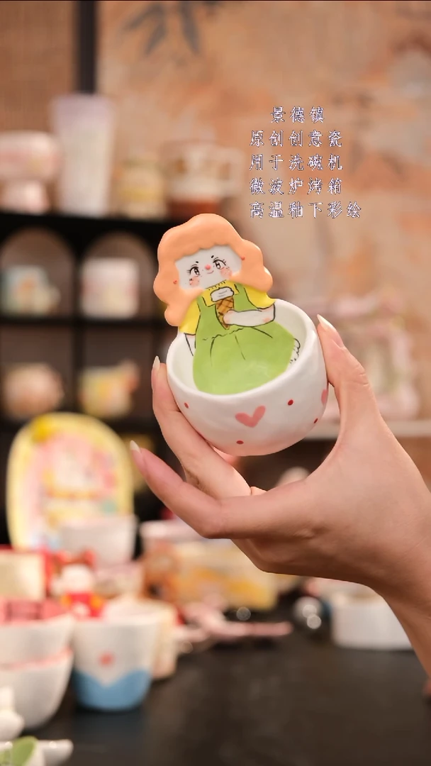 摆件景德镇手工手绘设计师款