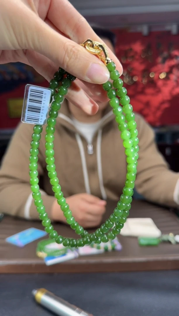 颈饰未镶嵌和田玉碧玉毛衣链多圈108卡7