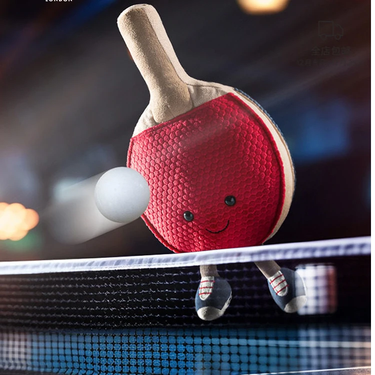 英国Jelly趣味运动乒乓球拍毛绒玩具安抚玩偶圣诞娃娃生日礼物