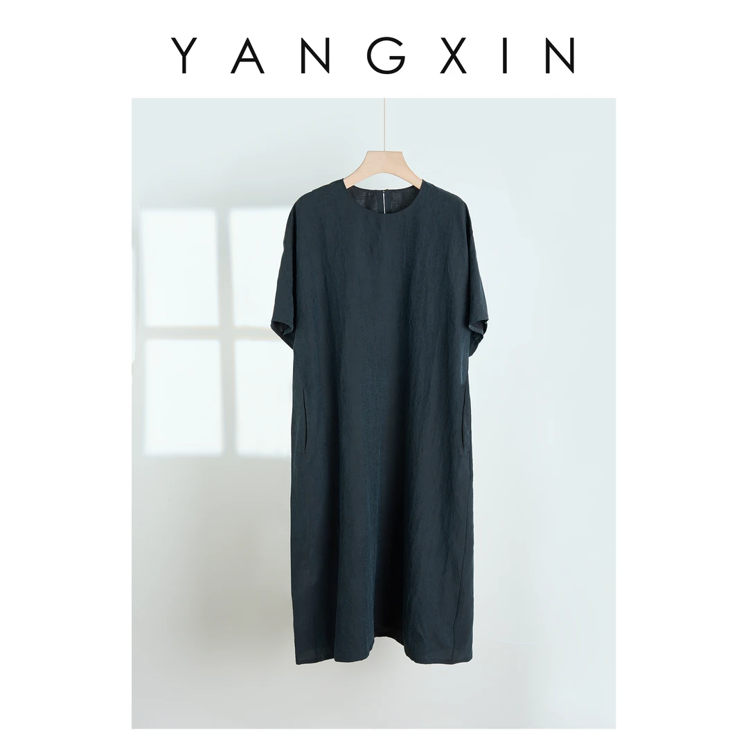 【无龄杨昕】“绮云缦影”中式复古舒适透气圆领显瘦连衣裙25SS04085