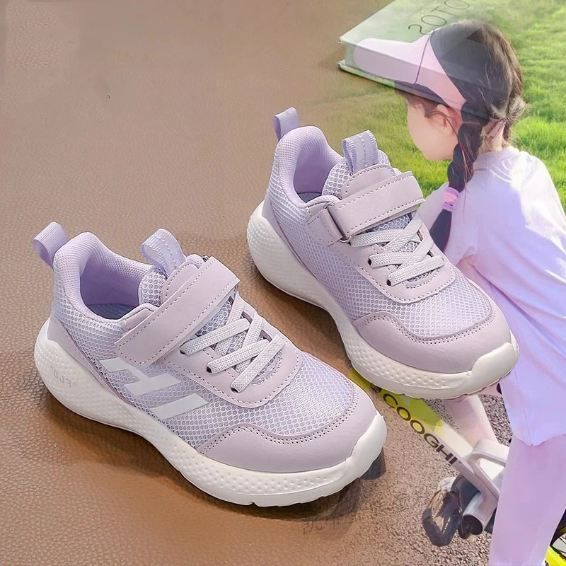 ABC女童运动鞋2025春秋季软底网面透气跑步鞋轻便魔术贴儿中大童