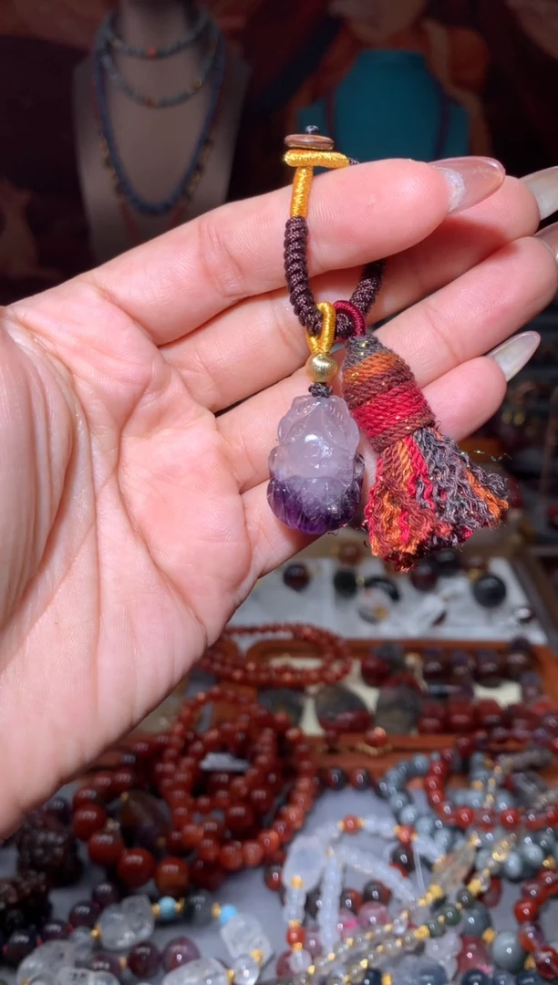 未镶嵌珠宝半成品水晶紫极光趴趴狐挂件