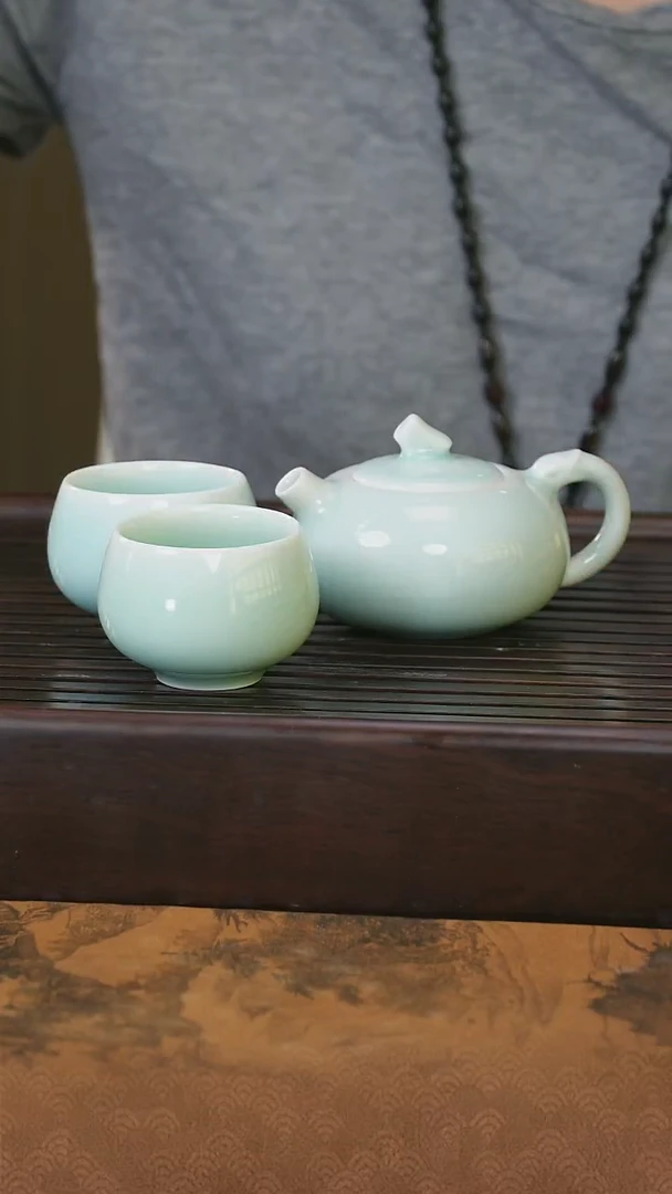 摆件望瓯陶溪川粉青壶+004小缸杯