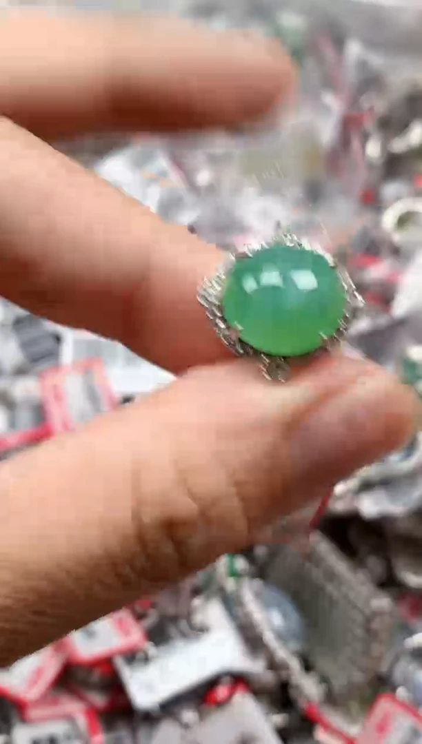 银S925镶嵌戒指翡翠天然A货缅甸翡翠