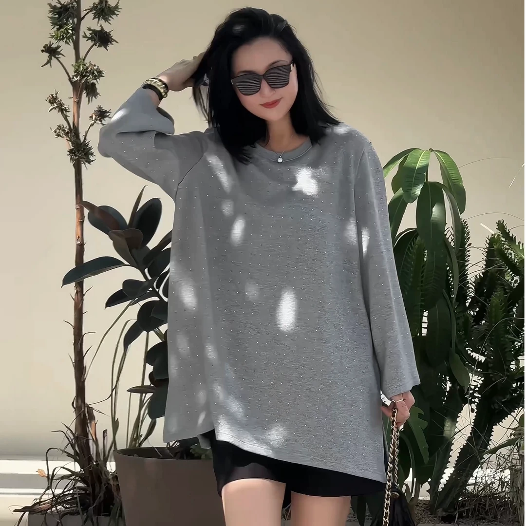 【娜姐秋冬新款8106】巴瑟大码女装380克宽松显瘦百搭潮流长袖上衣