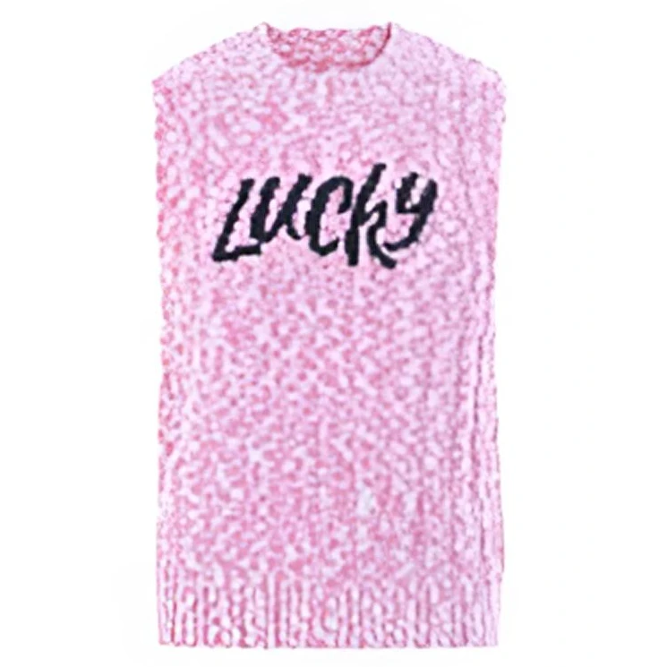 【诗语专属】Y729005710曼德诗新款休闲粉色无袖针织