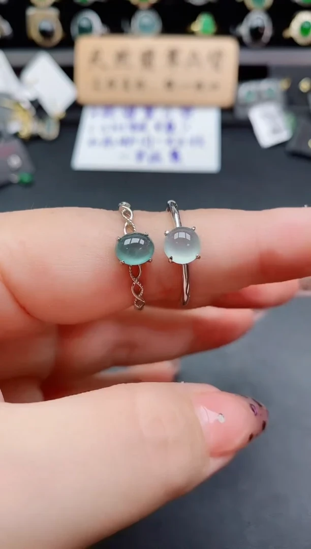 银S925镶嵌戒指翡翠1