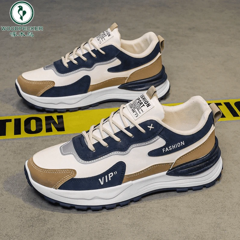 啄木鸟正品秋季老爹男鞋男款皮面男款鞋子百搭运动防臭男士鞋子男