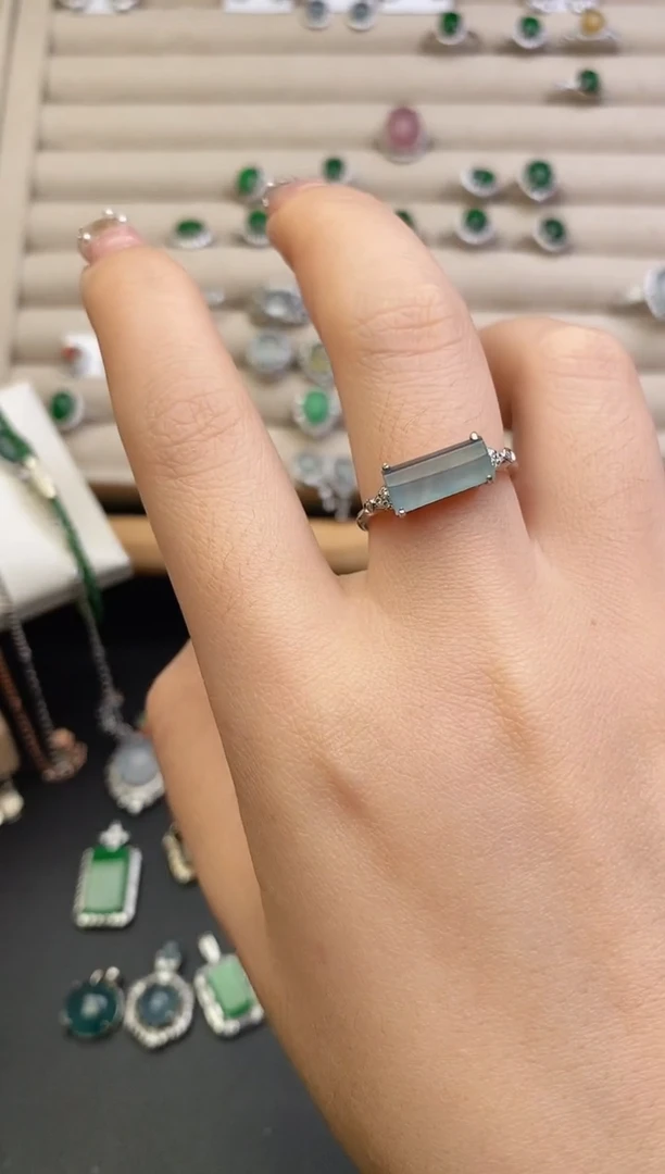 银S925镶嵌戒指翡翠0