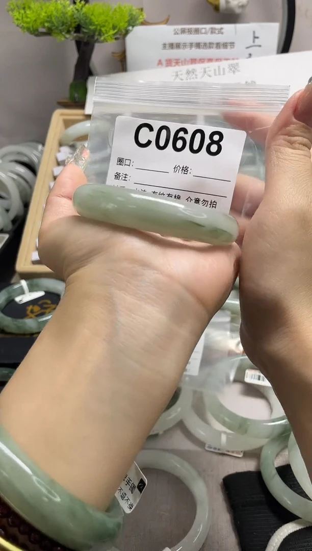 石英质玉（天山翠）手镯未镶嵌c0608