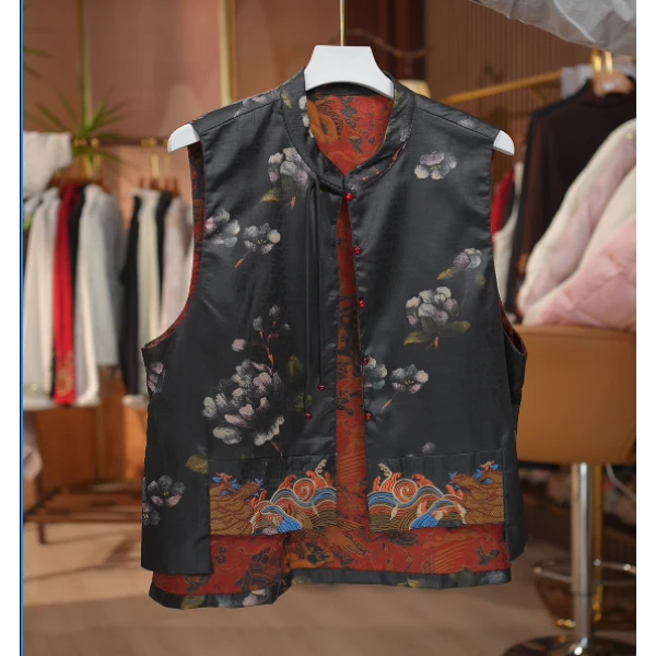 《清出水芙蓉-马夹》新中式提花复古国风休闲百搭高定双面穿马甲