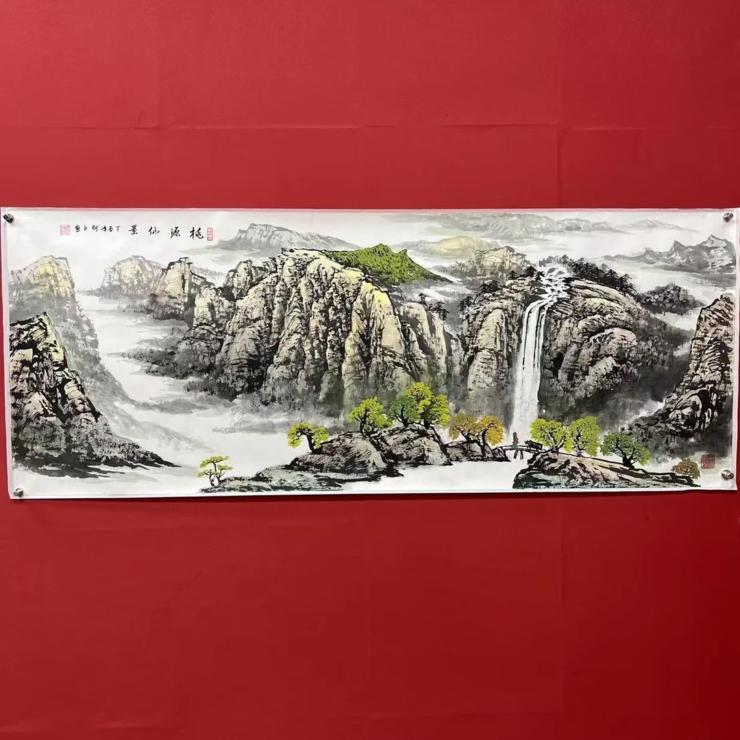 《桃园仙景》六尺 何江熊手绘 山水国画5-4