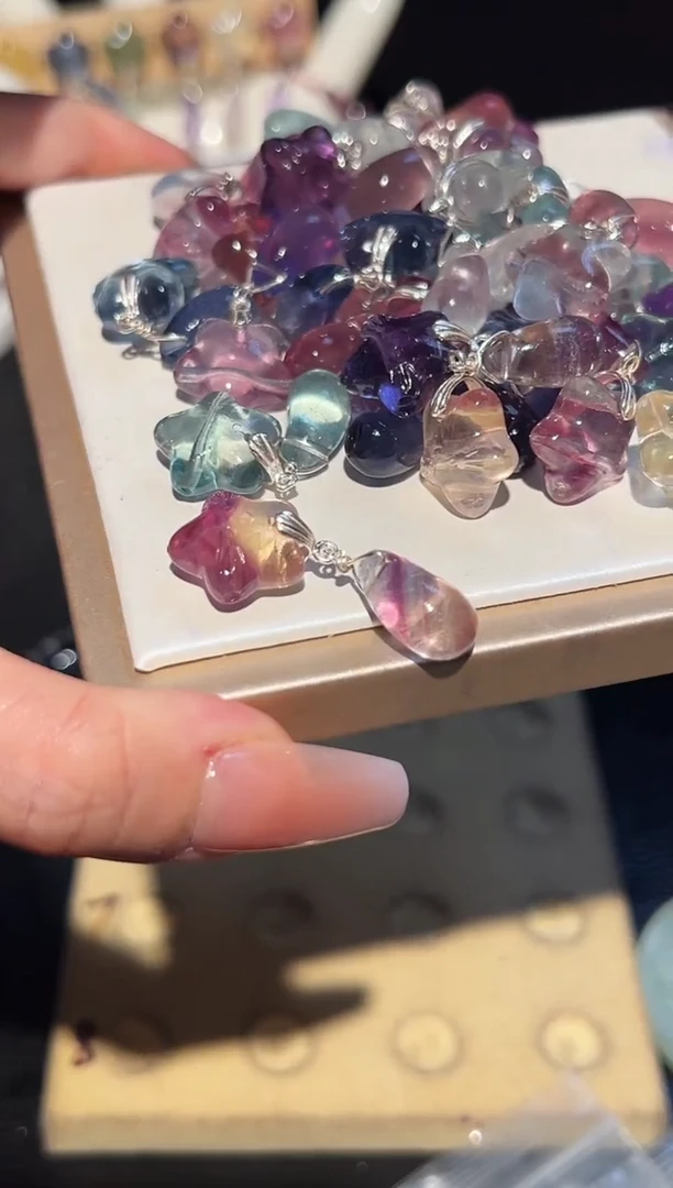 星星猫4颗银S925镶嵌萤石多样性发其一（不备注颜色）