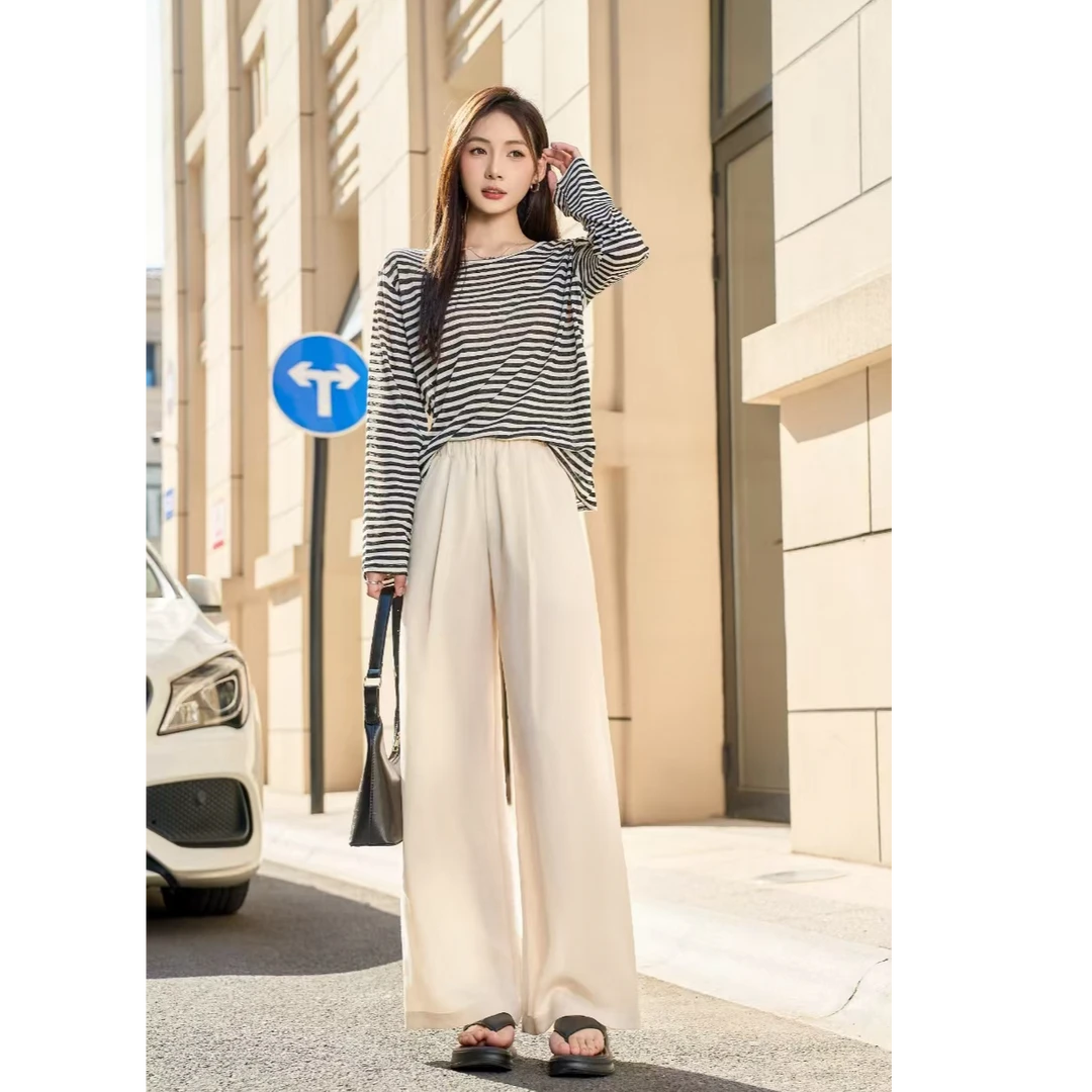 【天丝亚麻】新款莱赛尔纤维亚麻休闲宽版垂感优雅阔腿裤901-2