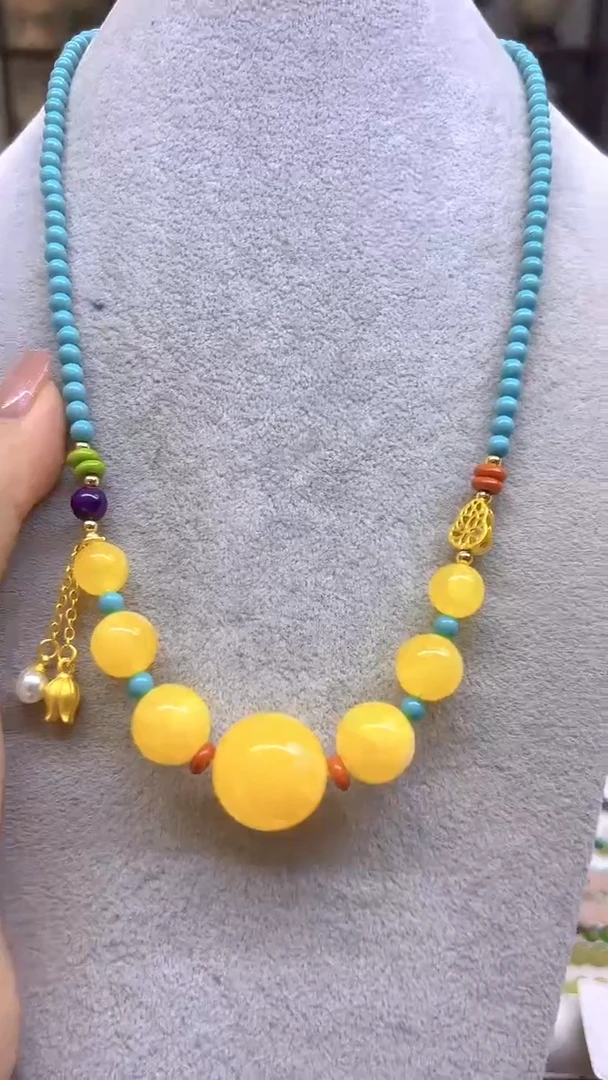 未镶嵌颈饰蜜蜡DIY款X665