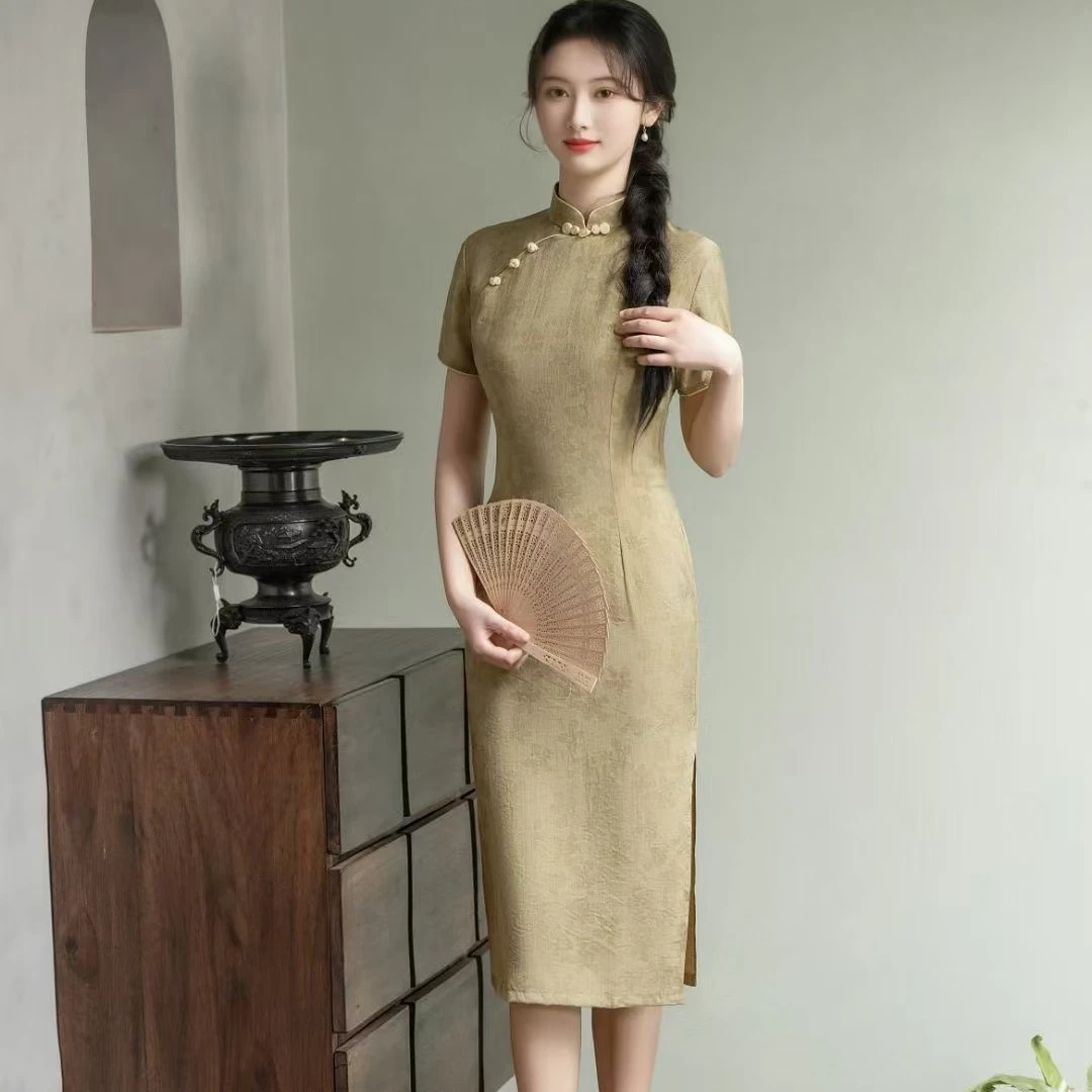 沫姿《春夏》新中式国风2025夏季薄款改良款修身显瘦日常穿旗袍裙
