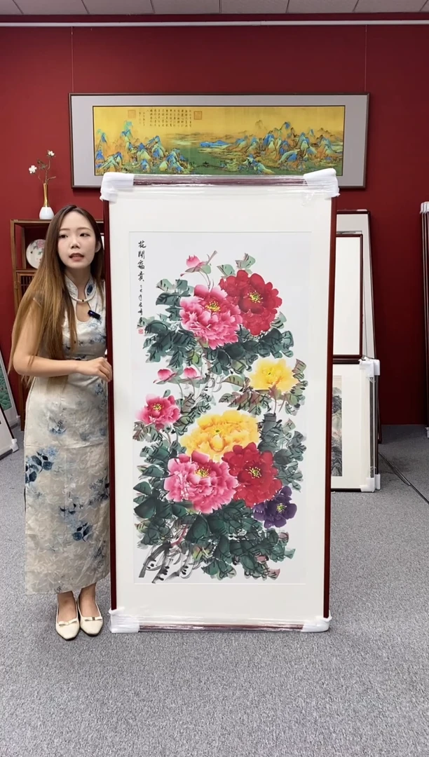 国画手绘 花开富贵 172*85