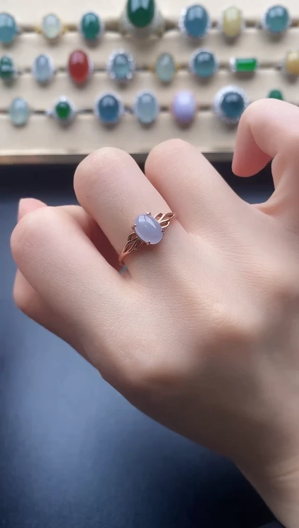 翡翠戒指银S925镶嵌一物一证一礼盒