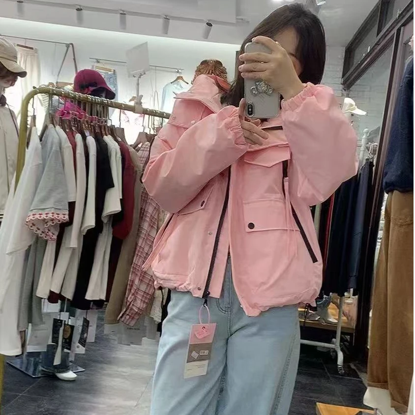 实体店拉链设计甜美减龄薄棉夹棉二棉外套上衣女宽松遮肉韩范