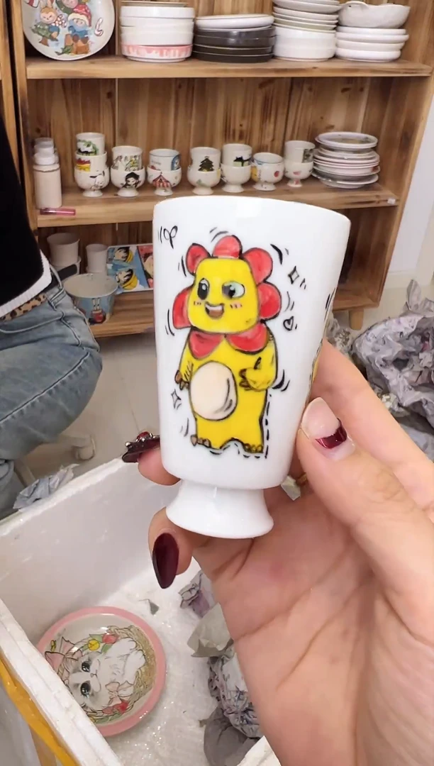【闪购商品】摆件笙笙漫 手工手绘陶瓷杯杯
