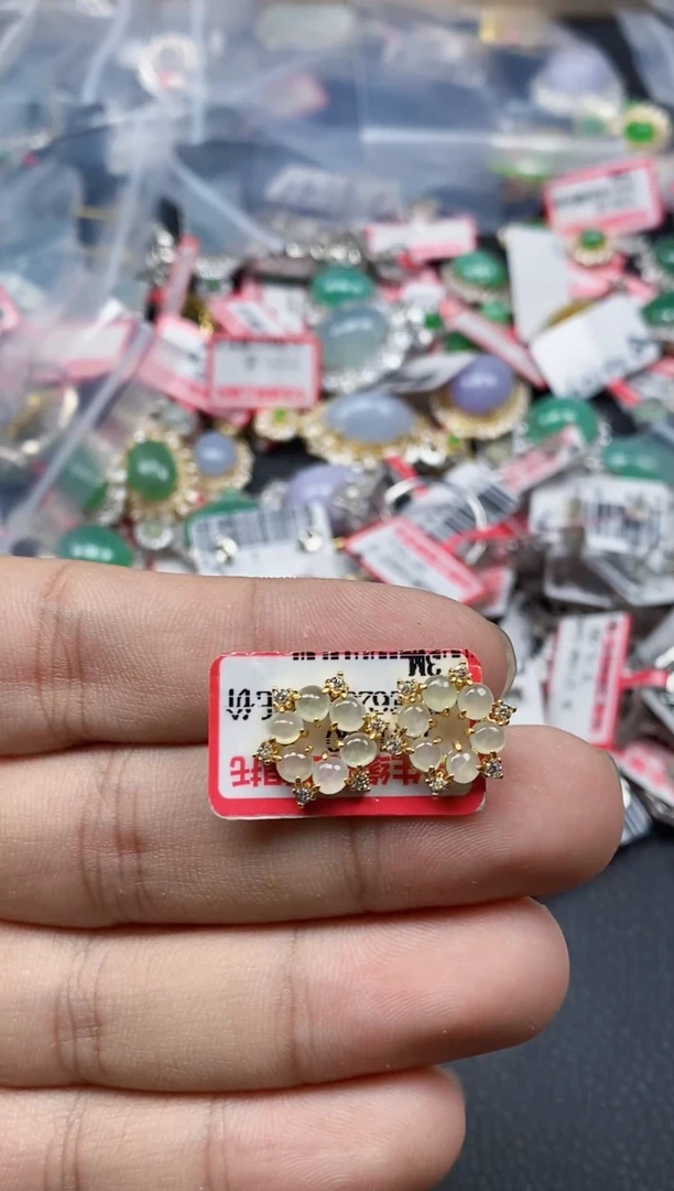 银S925镶嵌戒指翡翠天然A货缅甸翡翠