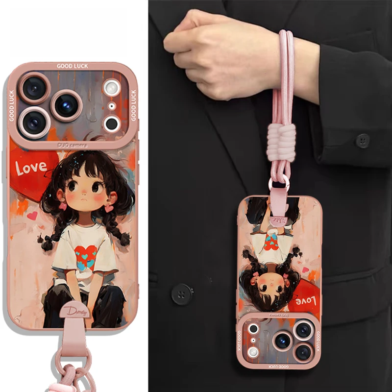 油彩丫头适用苹果17promax手机壳iPhone16ProMax好看少女风15外壳