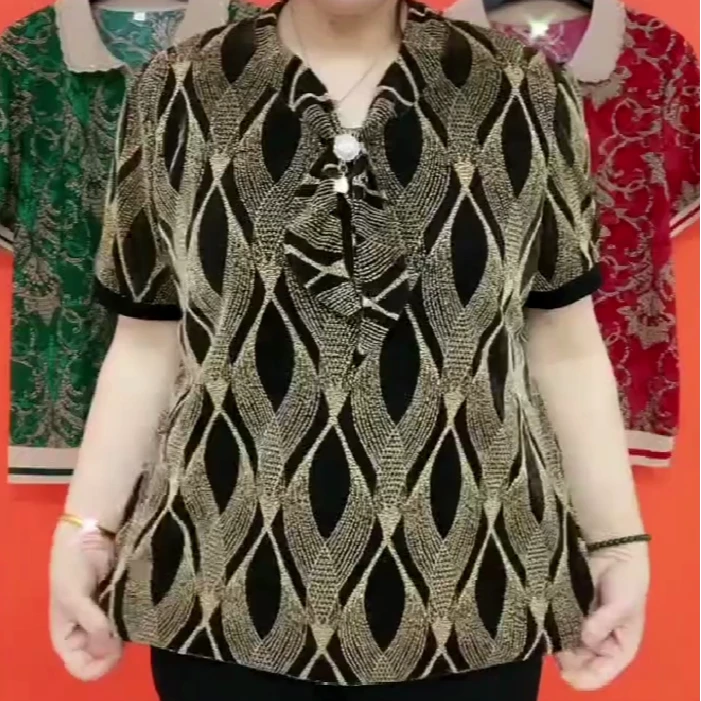 夏季新款短袖休闲宽松显瘦时尚妈妈上衣