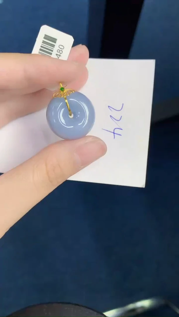 翡翠18K金镶嵌颈饰天然翡翠緬甸A貨