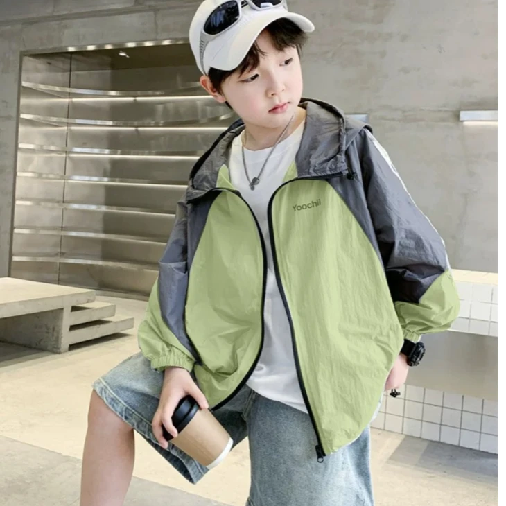 【清版】男童夏季防晒服中大童时尚潮流外套2025新款男孩连帽防晒服