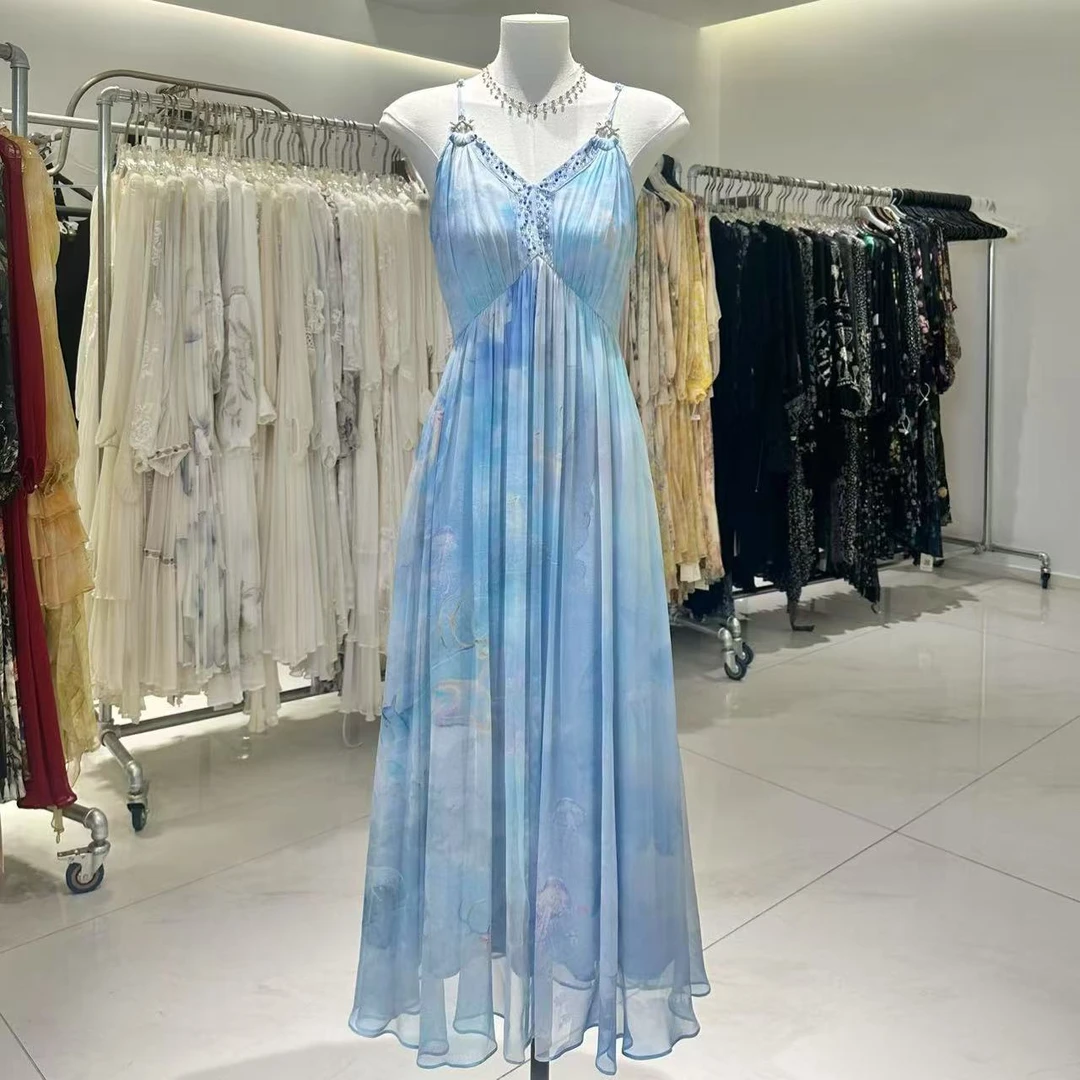 【九色鹿-连衣裙】重磅100桑蚕丝连衣裙8E-063洋气轻奢气质