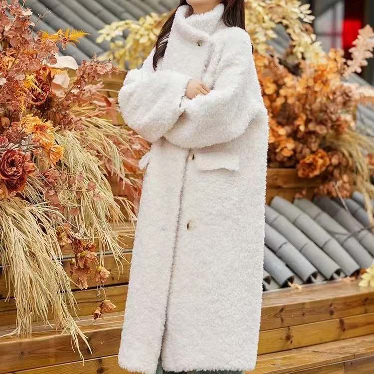 立领羊毛长款外套607