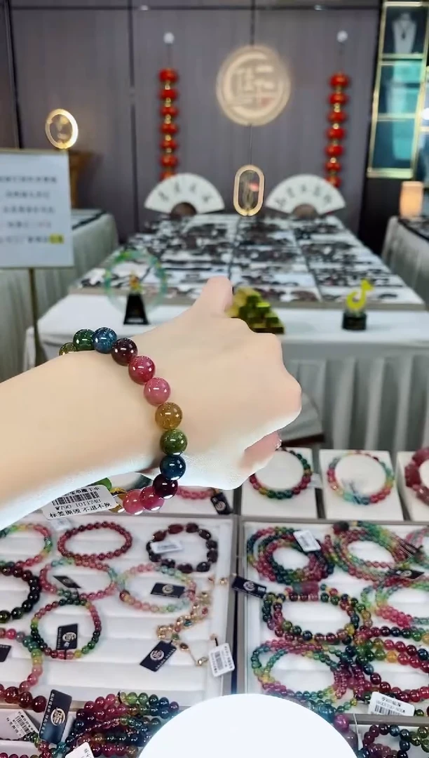 老矿碧玺色标彩虹冰体单圈手串10mm+未镶嵌碧玺dan多样性发货一条