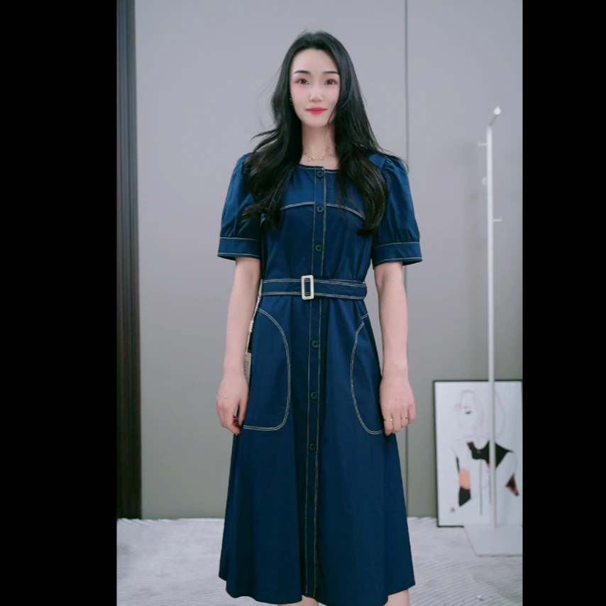 【李老板专属】8007 连衣裙气质款带腰带时尚连衣裙女