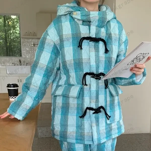 pinkgrape【酒醉青兮】睡衣女士新款冬季三层夹棉加厚家居服2378161