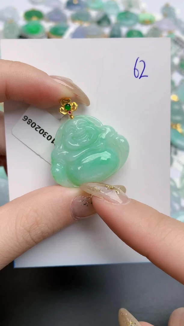 【闪购商品】翡翠颈饰18K金镶嵌天然缅甸翡翠A货