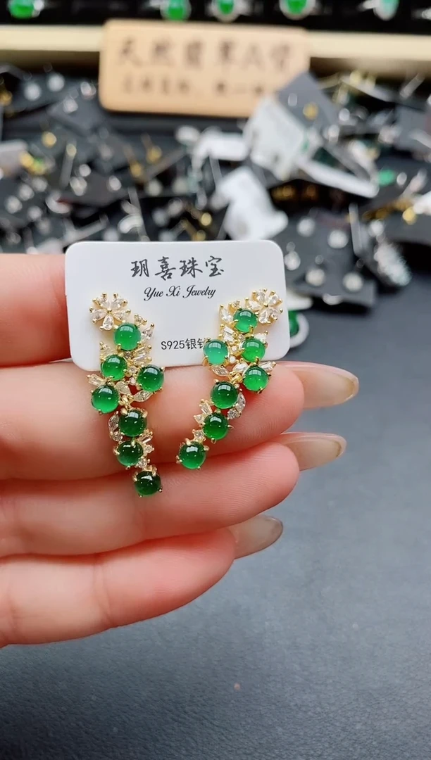 银S925镶嵌戒指翡翠1