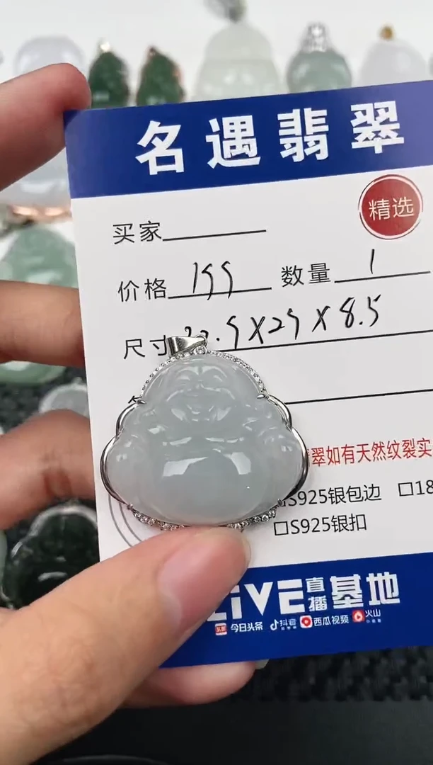 颈饰银S925镶嵌翡翠挂件