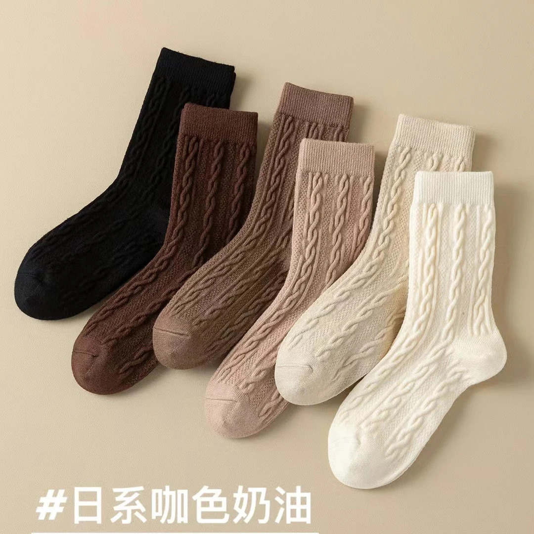 AC-67  五双装女袜时尚简约中筒短袜