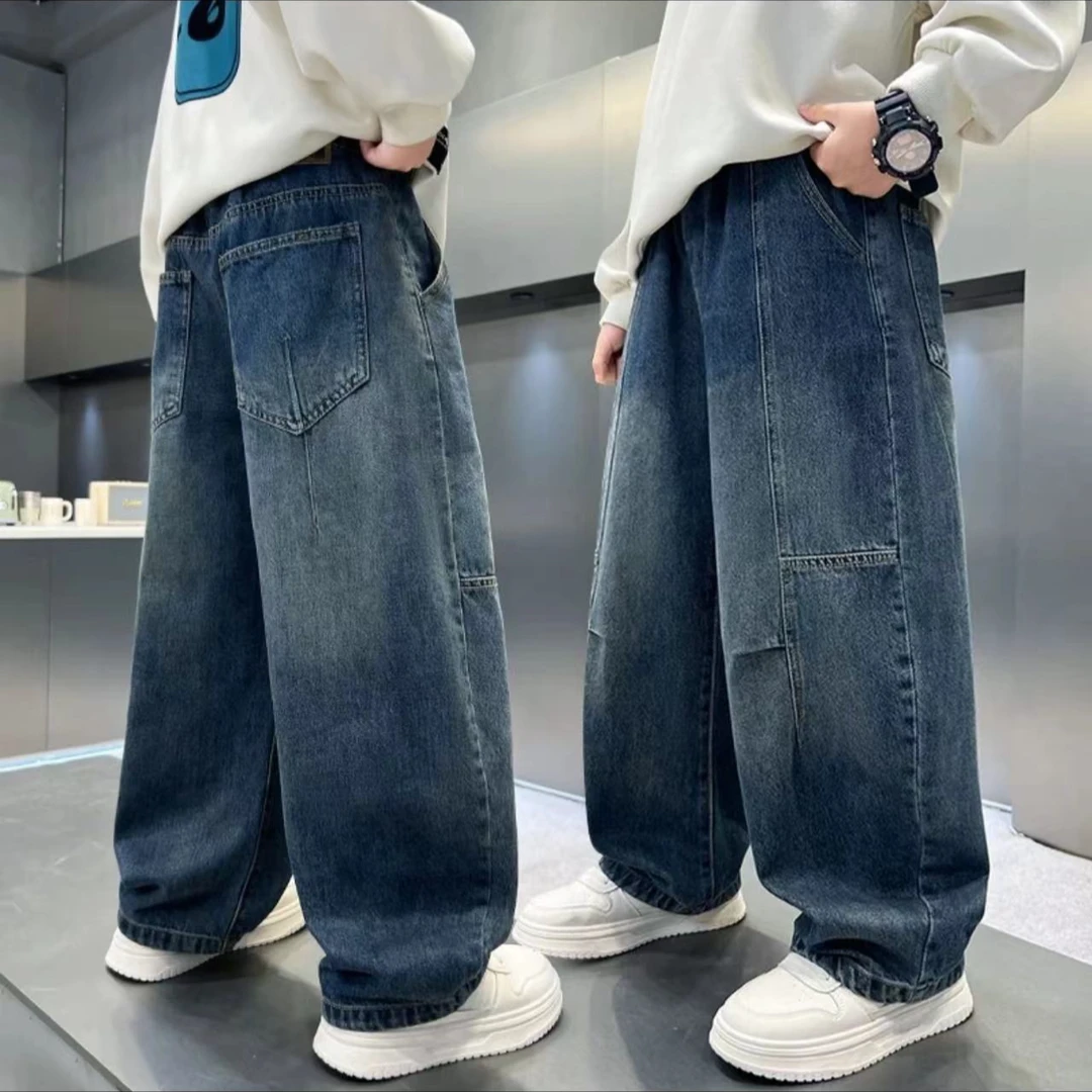 秋上新~新款中大童弯刀裤韩版宽松休闲时尚百搭牛仔裤00288
