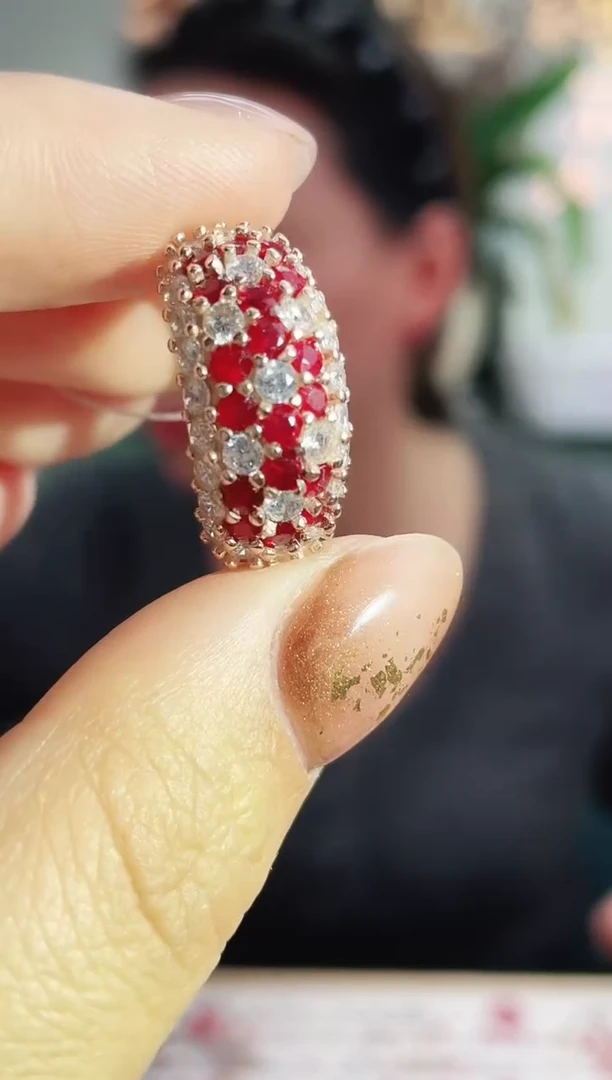 银S925镶嵌戒指红宝石戒指