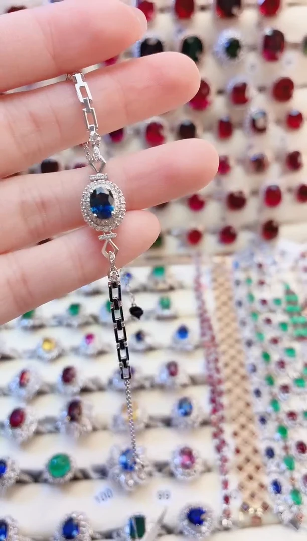 手链蓝宝石18K金镶嵌1