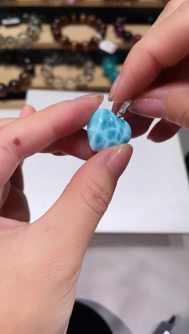 未镶嵌针钠钙石（海纹石）手链A168海纹石爱心吊坠