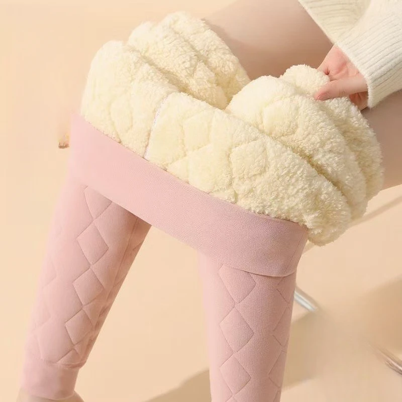 秋冬季针织保暖裤女加绒加厚打底裤东北棉裤特厚高腰大码德绒秋裤