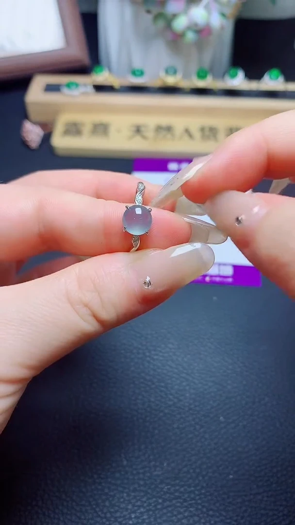 翡翠戒指银S925镶嵌天然翡翠A货s925银镶