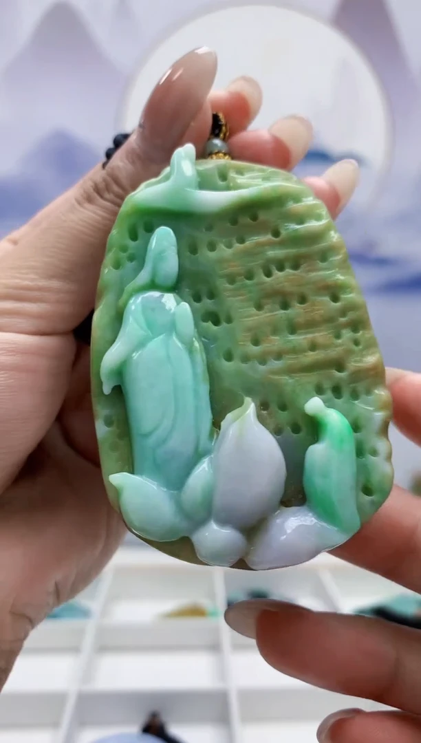 定制翡翠未镶嵌5159MM-毛货挂件52