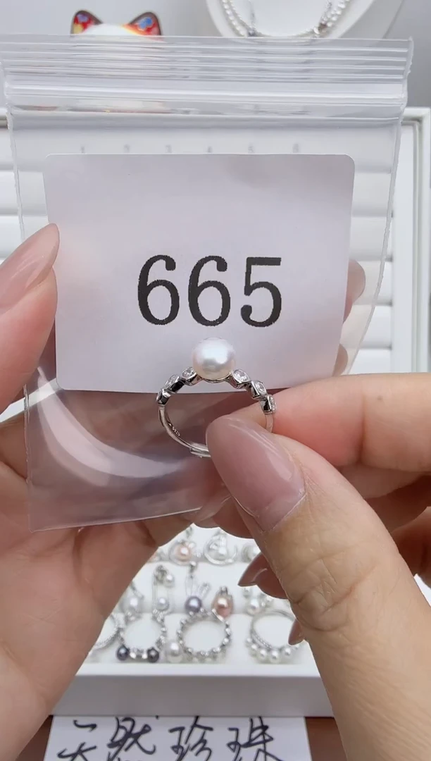 银S925镶嵌戒指淡水珍珠李****）665