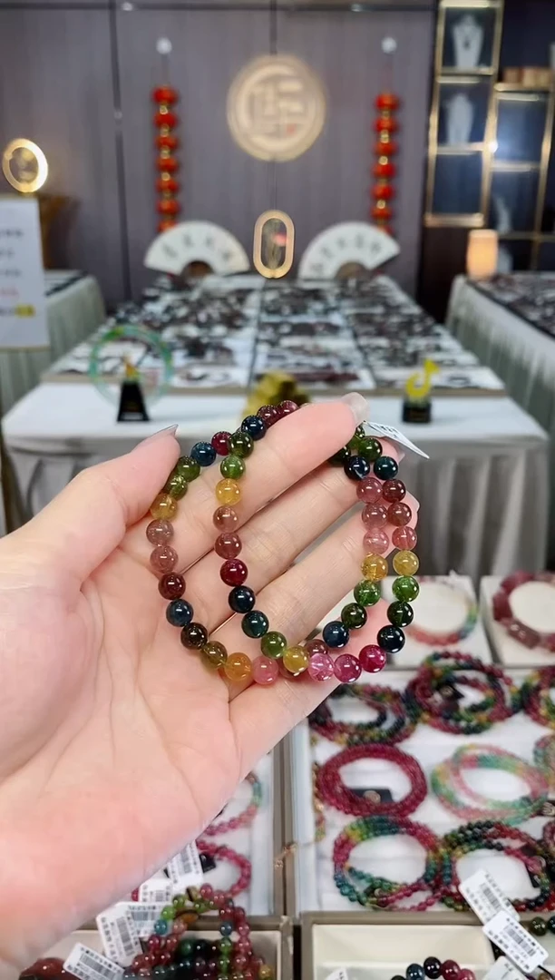 未镶嵌收藏级老矿碧玺单圈手串6mm+碧玺hon多样性发货一条