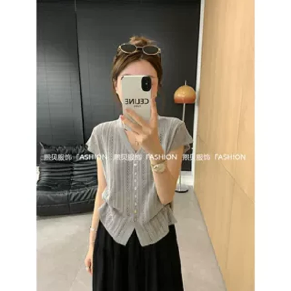 【浮浮款，只出不进】V领针织开衫气质百搭无袖坎肩 D9271