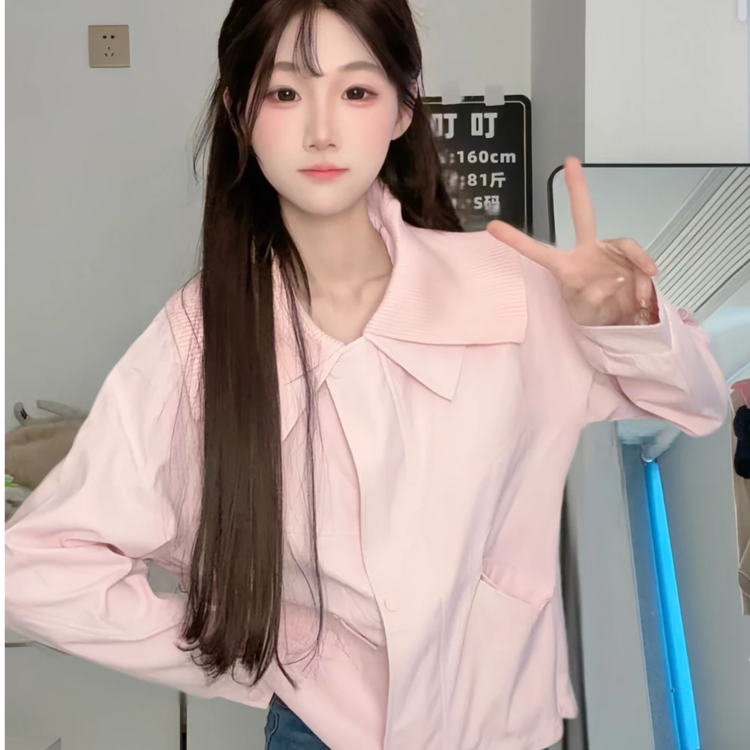 香风休闲外套翻领新款小个子短外套春秋百搭上衣潮流洋气宽松夹克